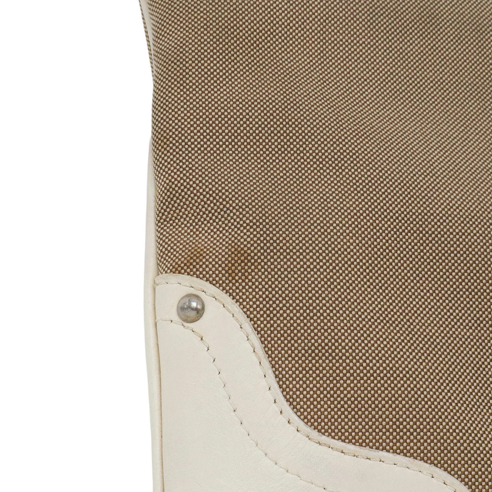 Prada Shoulder Bag Pochette Canvas Leather Beige Brown Cream Ivory White - Picture 4 of 9